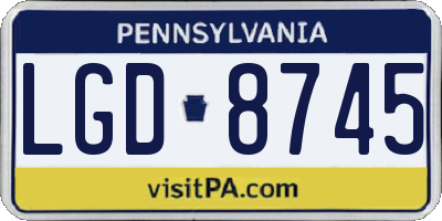PA license plate LGD8745