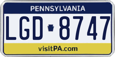PA license plate LGD8747