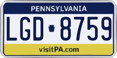 PA license plate LGD8759
