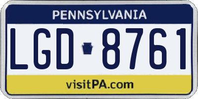 PA license plate LGD8761