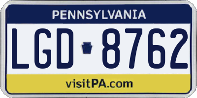 PA license plate LGD8762