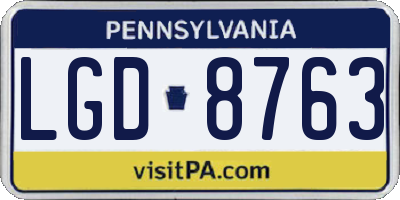 PA license plate LGD8763