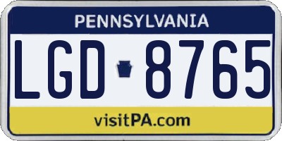 PA license plate LGD8765