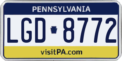 PA license plate LGD8772
