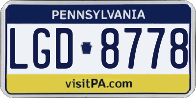 PA license plate LGD8778