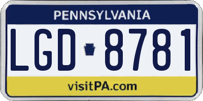 PA license plate LGD8781