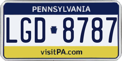 PA license plate LGD8787