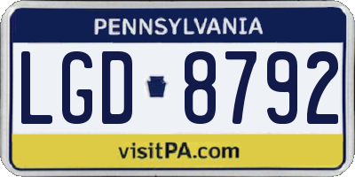 PA license plate LGD8792