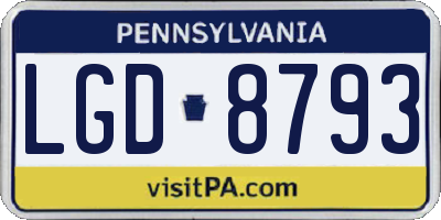 PA license plate LGD8793