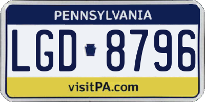 PA license plate LGD8796