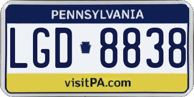 PA license plate LGD8838