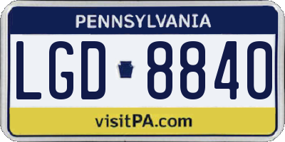 PA license plate LGD8840