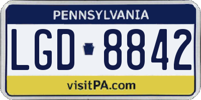 PA license plate LGD8842
