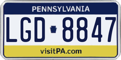 PA license plate LGD8847