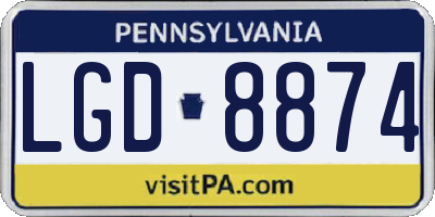 PA license plate LGD8874