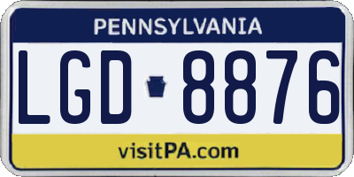 PA license plate LGD8876