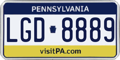 PA license plate LGD8889