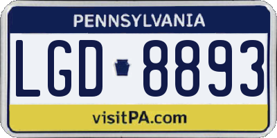 PA license plate LGD8893