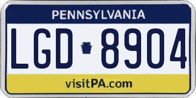 PA license plate LGD8904