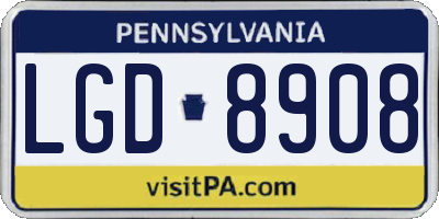 PA license plate LGD8908