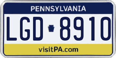 PA license plate LGD8910