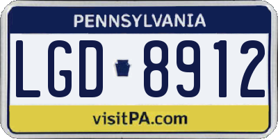 PA license plate LGD8912