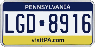 PA license plate LGD8916