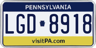 PA license plate LGD8918