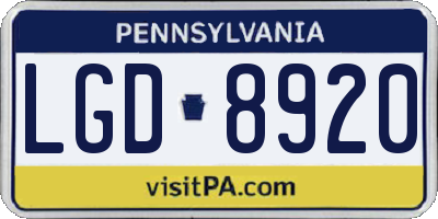 PA license plate LGD8920