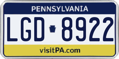 PA license plate LGD8922