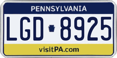 PA license plate LGD8925