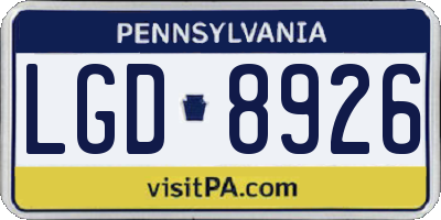 PA license plate LGD8926