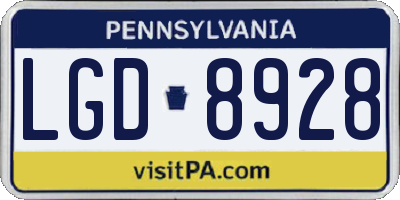 PA license plate LGD8928