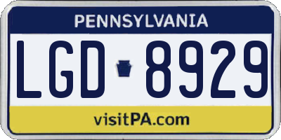 PA license plate LGD8929