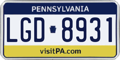 PA license plate LGD8931