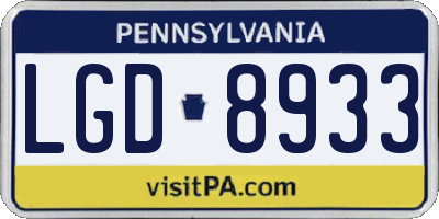 PA license plate LGD8933