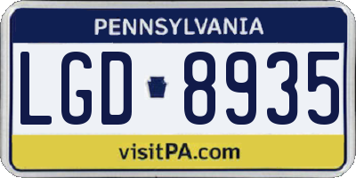 PA license plate LGD8935
