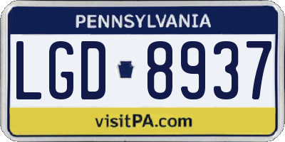 PA license plate LGD8937