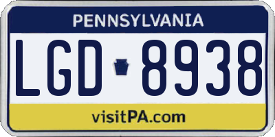 PA license plate LGD8938