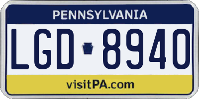 PA license plate LGD8940