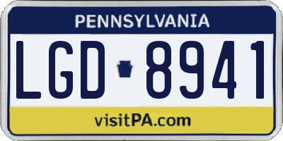 PA license plate LGD8941