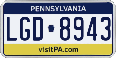 PA license plate LGD8943