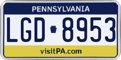 PA license plate LGD8953