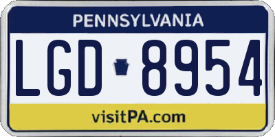 PA license plate LGD8954