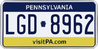 PA license plate LGD8962