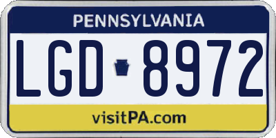 PA license plate LGD8972
