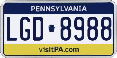 PA license plate LGD8988