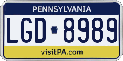 PA license plate LGD8989
