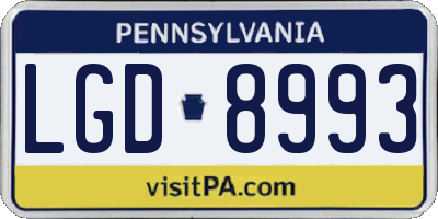 PA license plate LGD8993