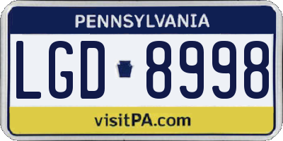 PA license plate LGD8998